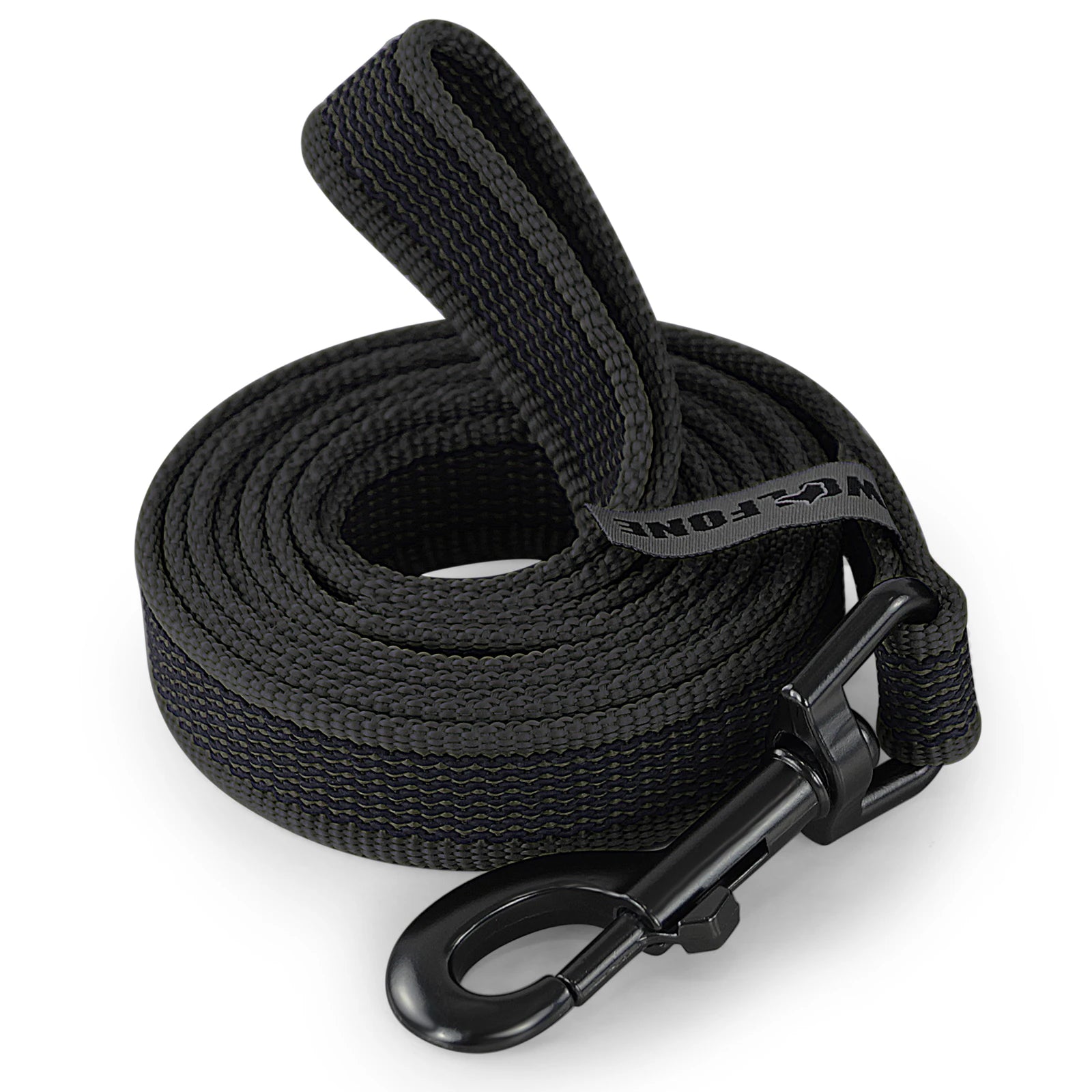 long dog training leash black fiber training leash with metal clip for large dogs, easy and convenient