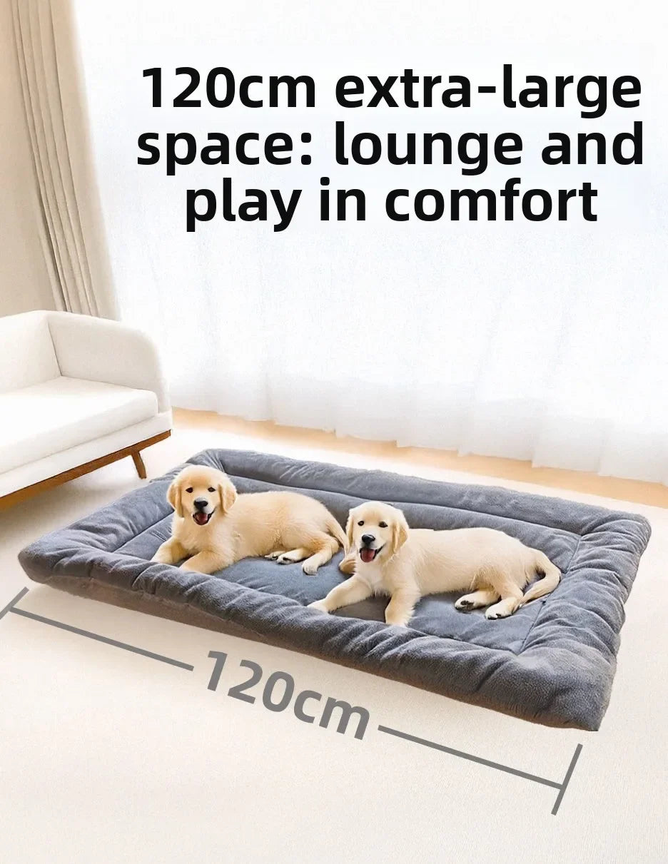large winter dog bed mat, 120cm extra-large gray sleeping pad for dogs, double-sided warm bed for large breeds