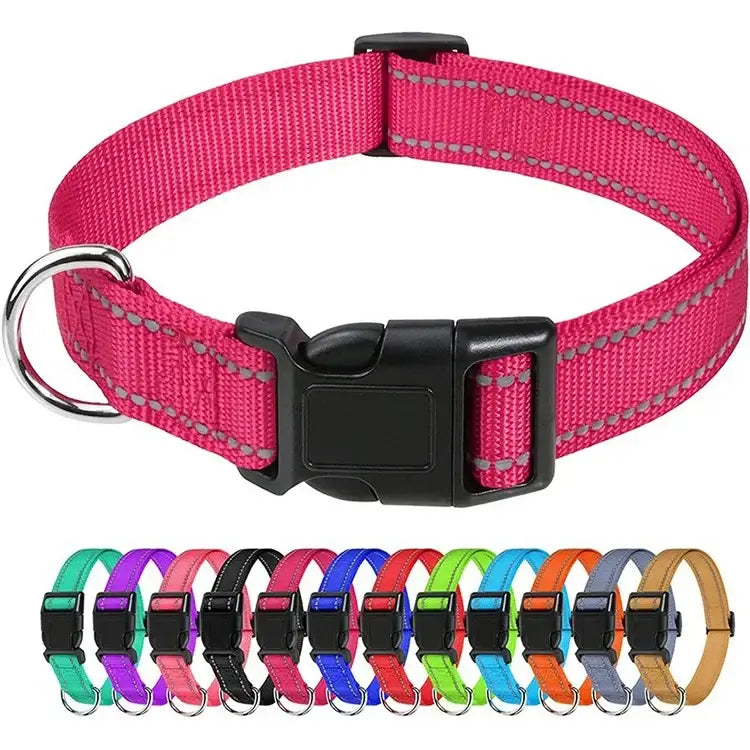 small dog choker collar pink nylon buckle collar for puppies and dogs, adjustable basic collar for all seasons