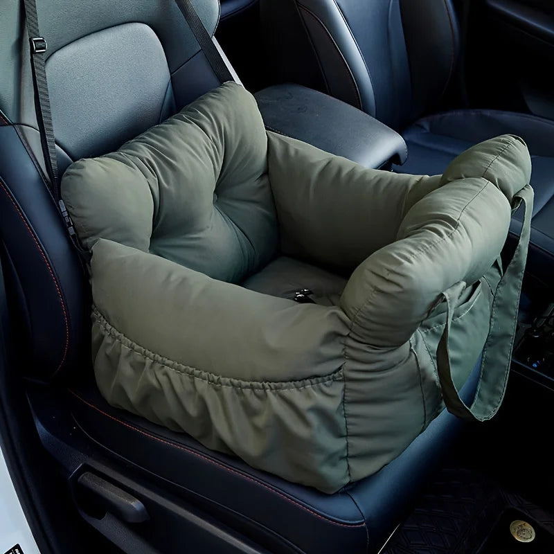 dog car seat with safety belt, non-slip washable pet car bed for small dogs, secure travel carrier in car