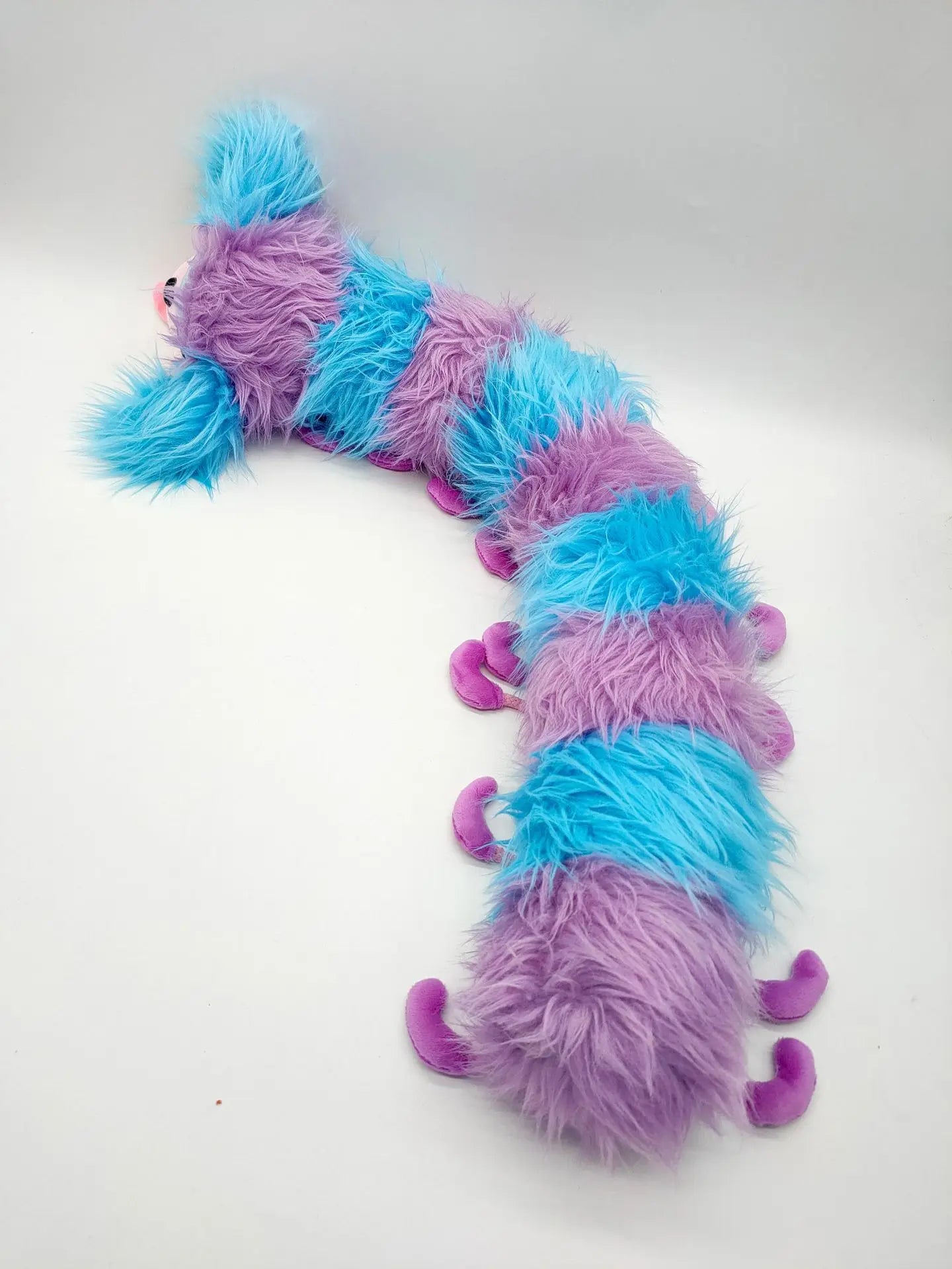 Caterpillar plush toy for kids, soft blue and purple stuffed animal for children&