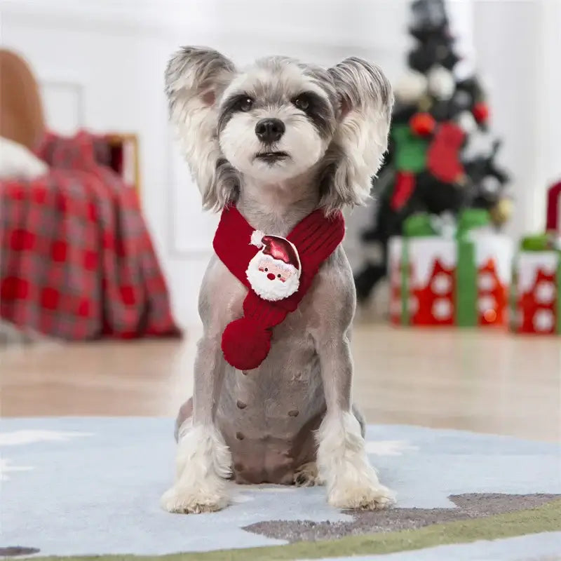 Dog Knitted Scarf Christmas Puppy Accessories Red Green Knitting Festival Thing Neck Warmer Bandana Scarves For Small Dog Collar