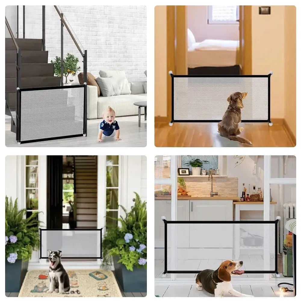 Pet Dog Barrier Fences Pet Isolated Network Folding Breathable Nylon Mesh Pet Isolated Network Stairs Gate Safety Fence 2 Sizes in use.
