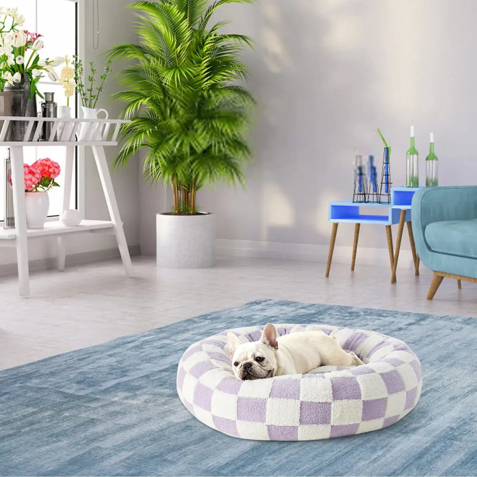 Sky Clouds Small Dog Kennel Cute Dog Bed For Pet Washable Puppy Beds Cozy Rectangle Orthopedic Pet Sofa Shaggy Plush Slip Bottom