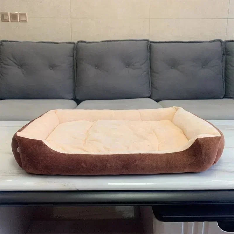 calming plush dog bed for small dogs, warm soft corduroy pet mat with raised sides, cozy sleeping cushion