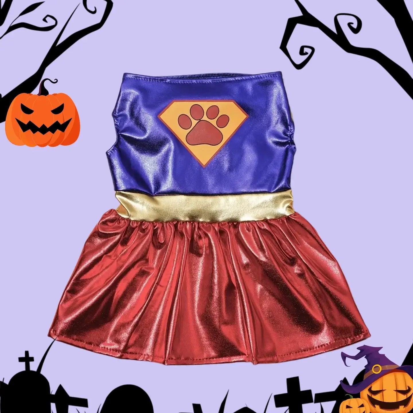 Dog Halloween Costume Dog Dress Halloween Dog Clothes featuring a superhero design for festive celebrations.