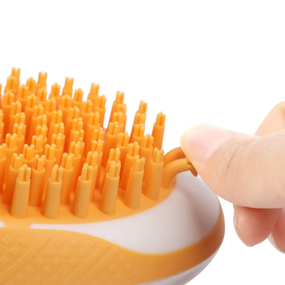 shampoo dispenser dog bath brush with soft silicone bristles for pet grooming, massage, and shower cleaning