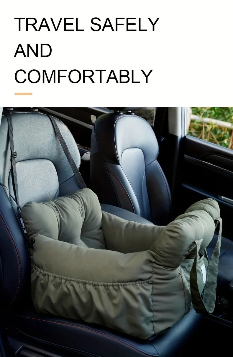 dog car seat with safety belt non-slip pet car bed for small dogs, washable travel carrier for safe and comfortable rides