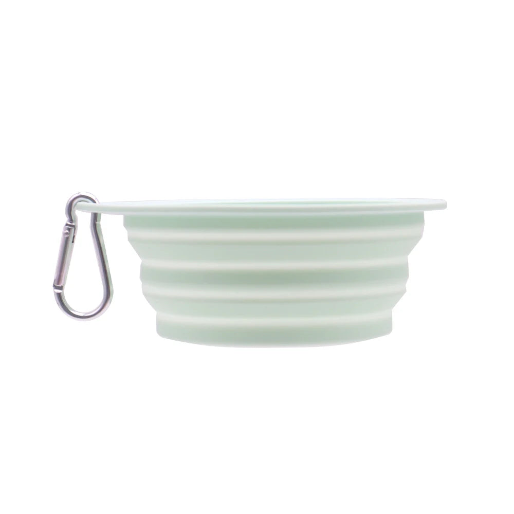 Collapsible Pet Silicone Dog Food Water Bowl Macaron Color Outdoor Travel Portable Folding Supplies Dishes with Carabiner