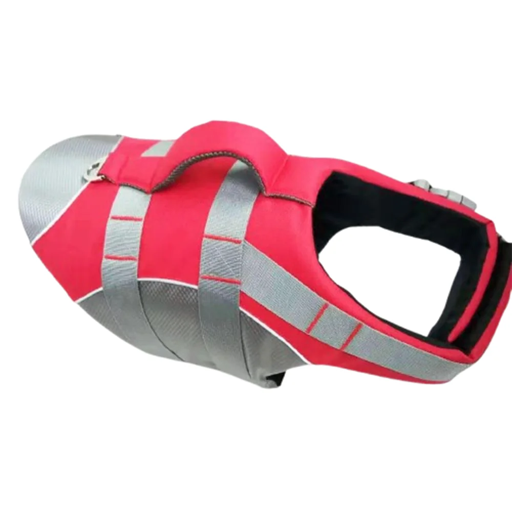 reflective dog life jacket red Oxford cloth adjustable breathable pet safety vest with enhanced buoyancy for swimming and beach