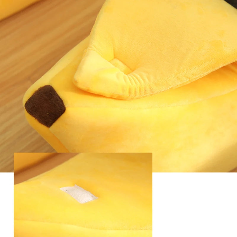 banana cat bed plush yellow pet bed with soft cushion, cozy durable portable cat mat for kittens and small pets