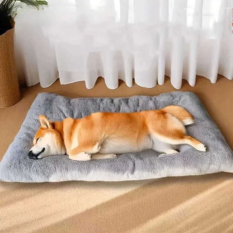 plush dog bed sofa for small to large dogs, thick soft polyester crate mat for cozy sleeping