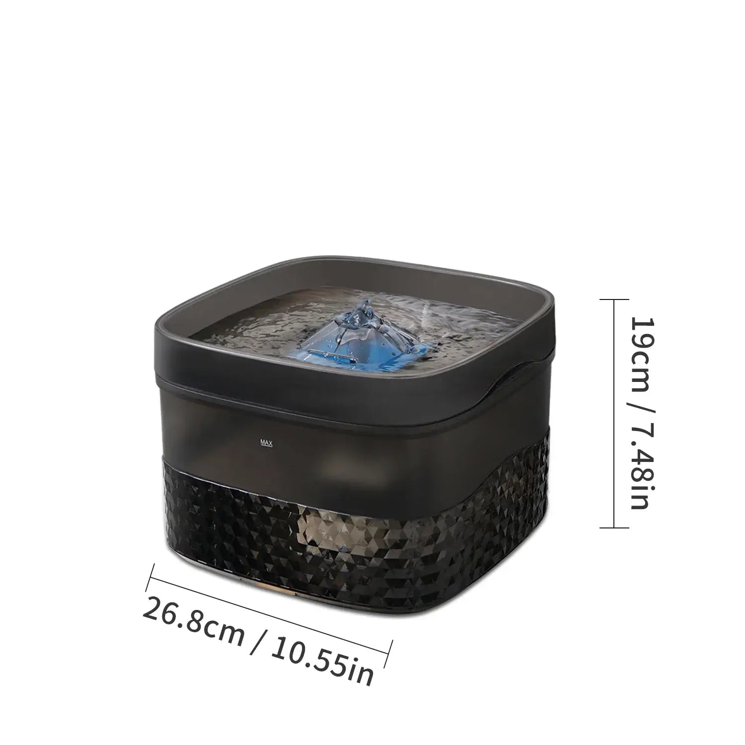 large capacity pet water fountain black square dispenser for dogs and cats with ultra-quiet pump, 5.5L/9L