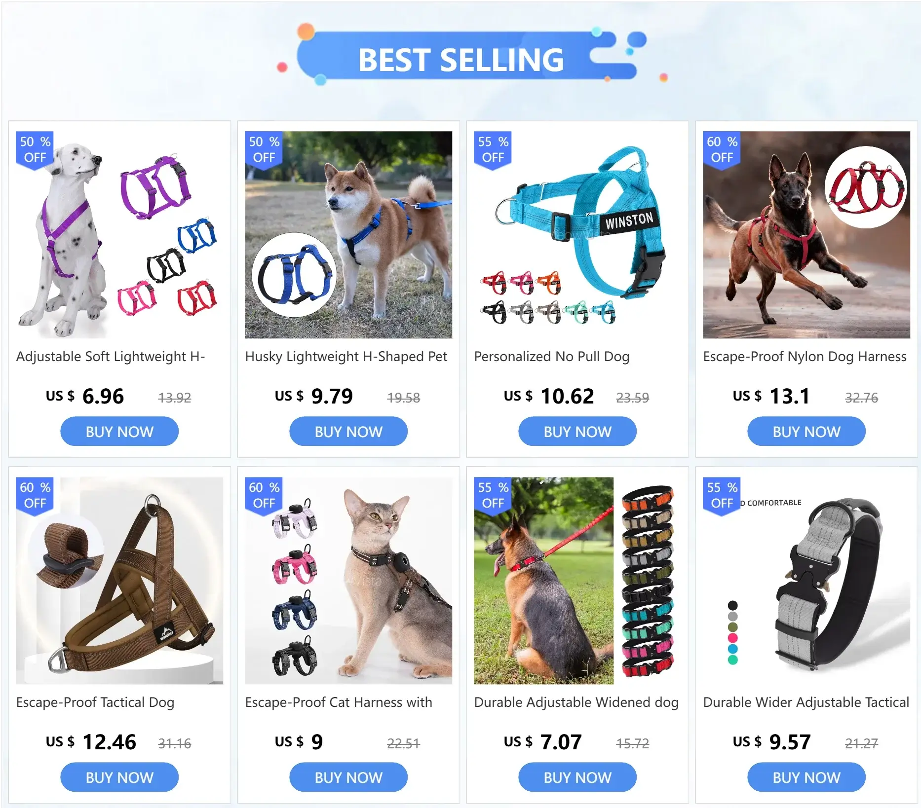 Adjustable dog harness for dogs, lightweight H-shaped washable nylon harness for outdoor travel and daily use