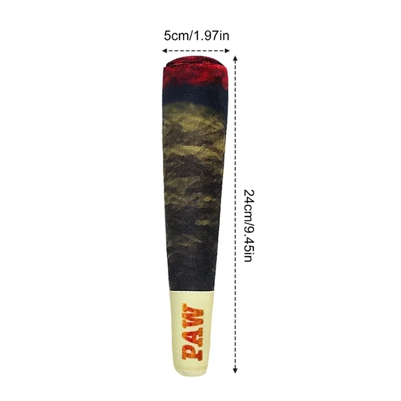 cigar dog toy plush squeaky chew toy, 24cm long, 5cm wide, camouflage design with PAW print