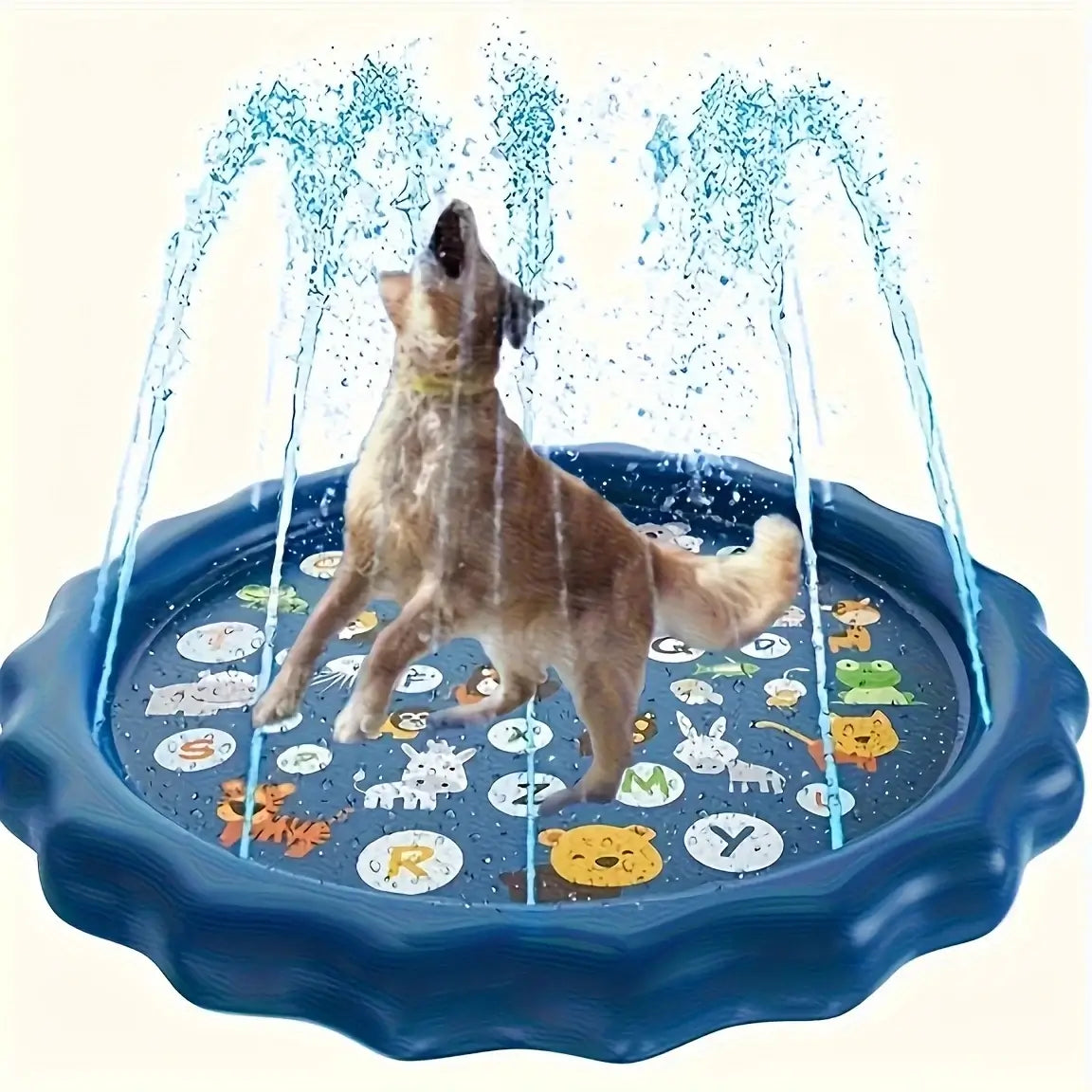 Heavy-duty Outdoor Pet Bath Basin with Water Spray Function - Anti-slip Dog Water Play Cooling, water spraying, and ice cooling.