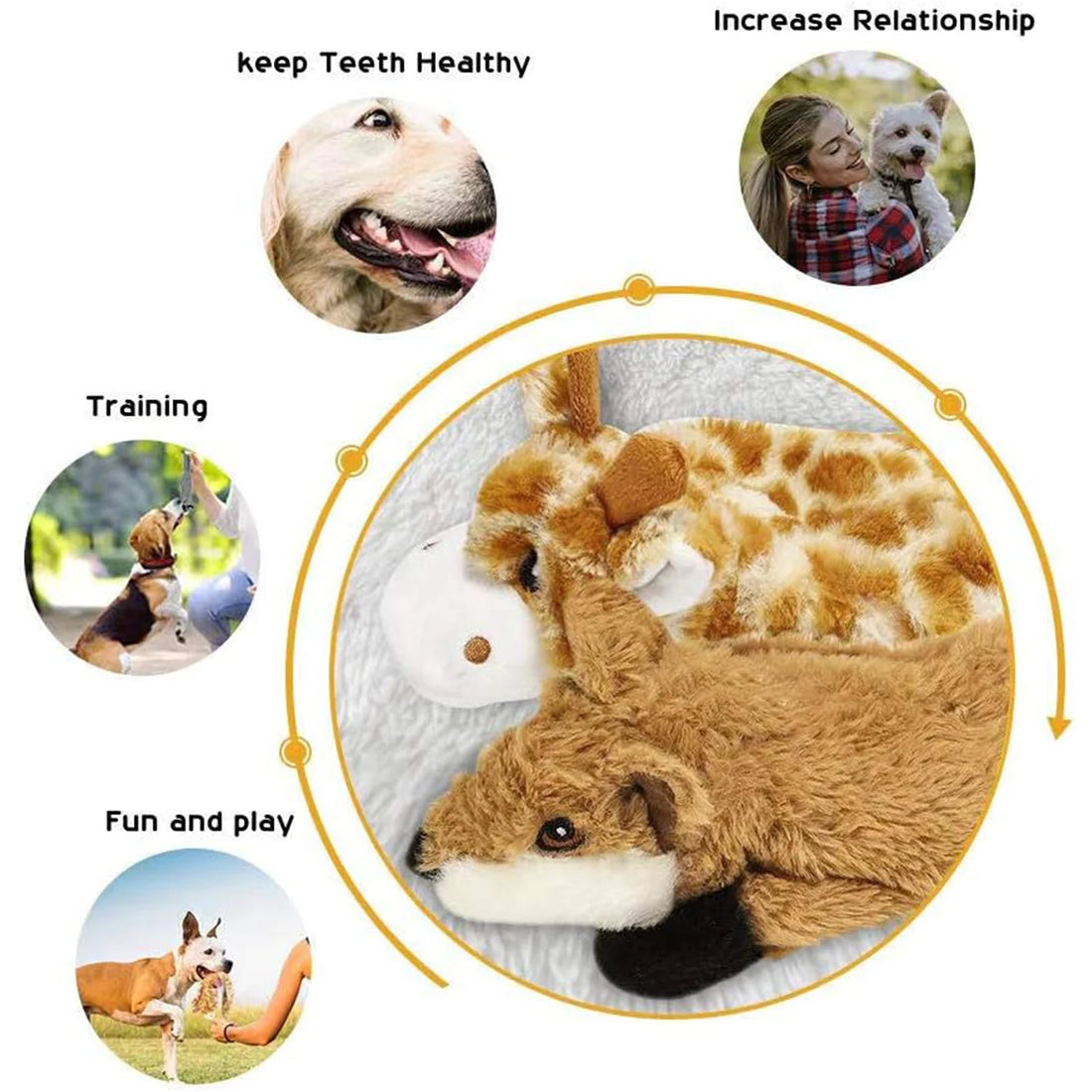 no stuffing squeaky dog toys set with fox giraffe squirrel cow donkey styles for small medium large dogs