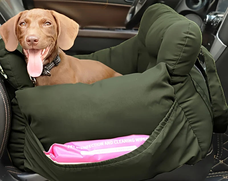 dog car seat with safety belt for small dogs, non-slip washable pet car bed with secure straps and breathable travel comfort