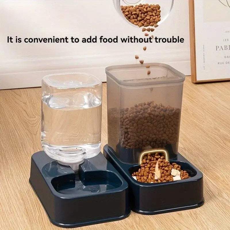 automatic pet feeder with water dispenser for cats and dogs, battery-free portion-controlled feeding station