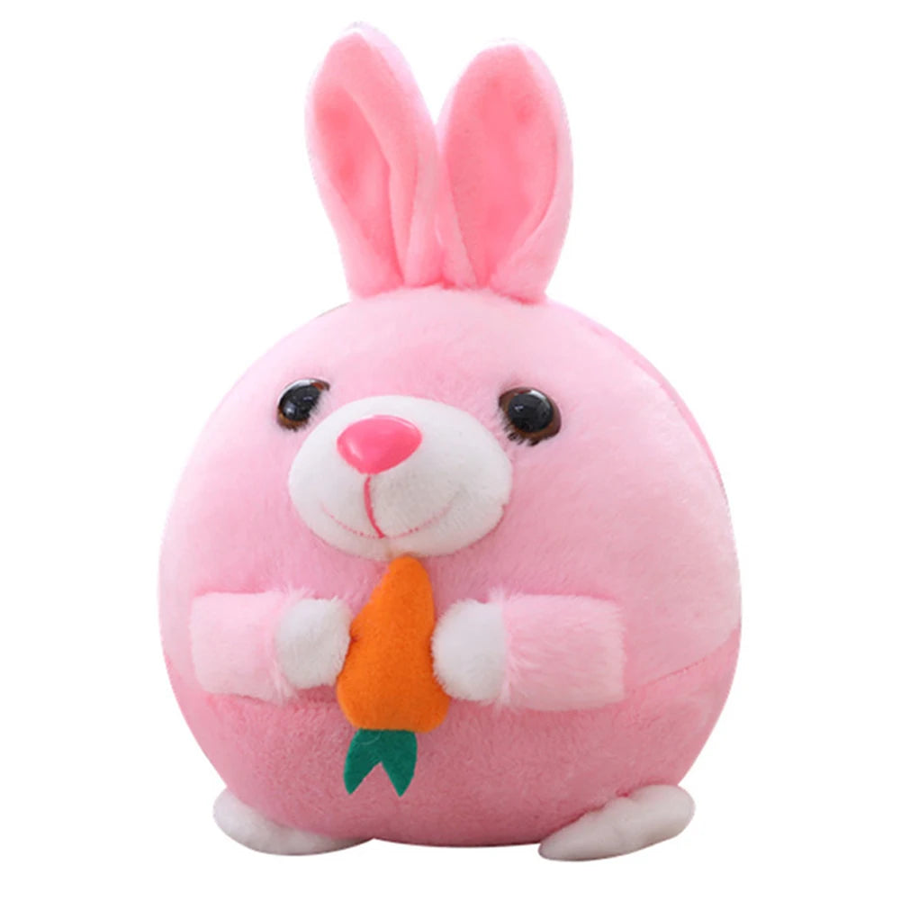 Pink rabbit interactive squeaky dog toy plush bouncing ball bite resistant for small and medium dogs