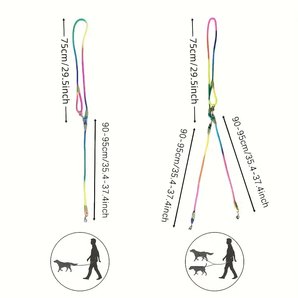 One-To-Two/One-To-One Dog Leash, Elastic Leash, Anti-Burst, Anti-Breakage, Pet Supplies, Dog Walking Leash, Suitable for Walking Dogs While Running, Double Hook Design and Two-In-One Training Leash, Suitable for Small, Medium