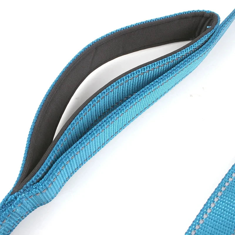 heavy duty double handle dog leash with padded grip for greater control, safety, and training