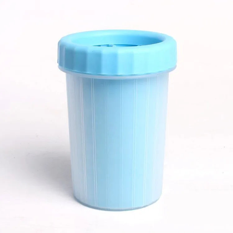 Blue automatic pet paw cleaning cup for dogs, puppies and cats, easy indoor paw rinse after walks