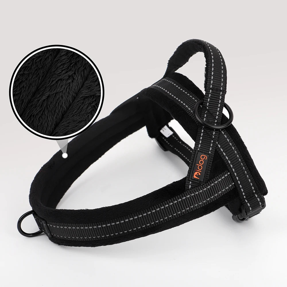 winter dog harness black soft padded reflective no pull vest for small and large dogs