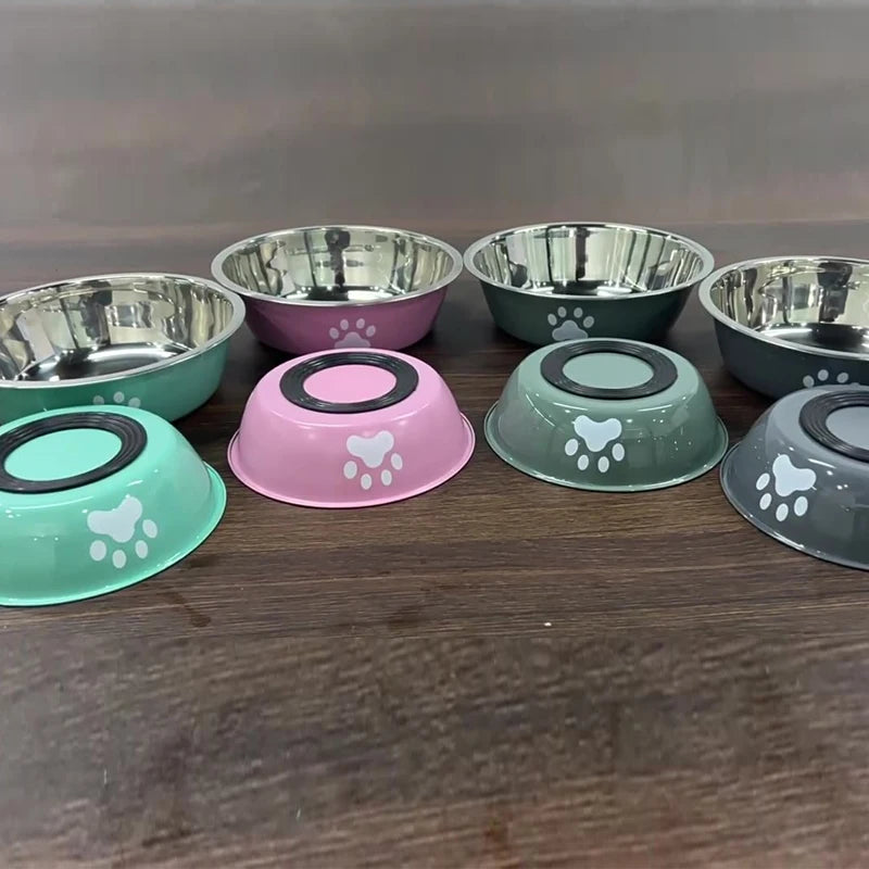 Dog bowl new pet bowl large capacity dog food bowl stainless steel anti-overturning household dog bowl pet supplies.