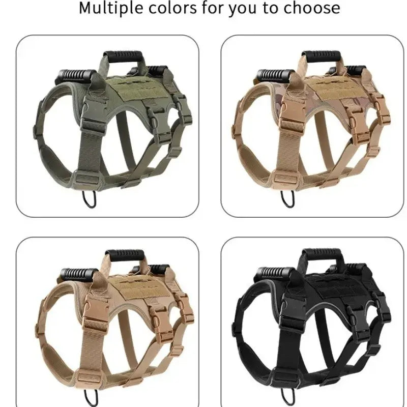 tactical dog harness in multiple colors, adjustable reflective pet harness with quick release for secure dog walking