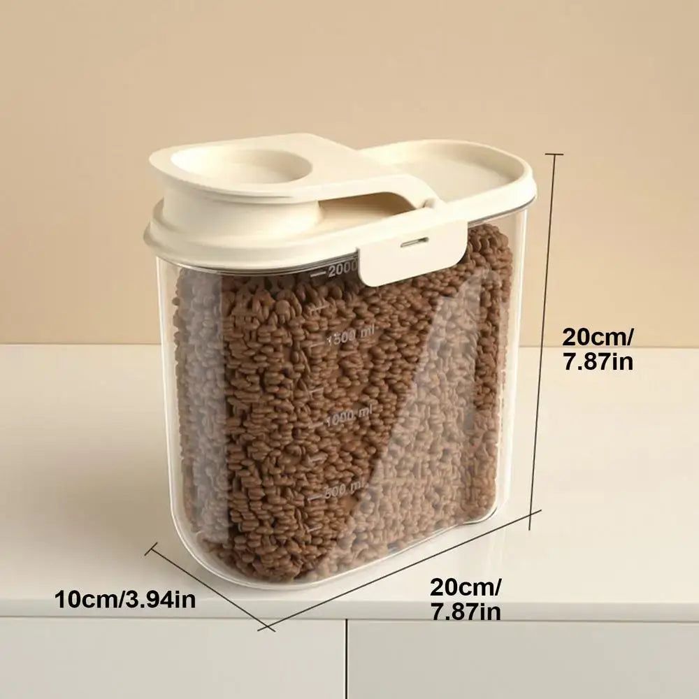 2L Airtight Dog Food Storage Container Transparent Dust-proof Anti-moisture Grain Dispenser Large Capacity Puppy Barn Bunny Use