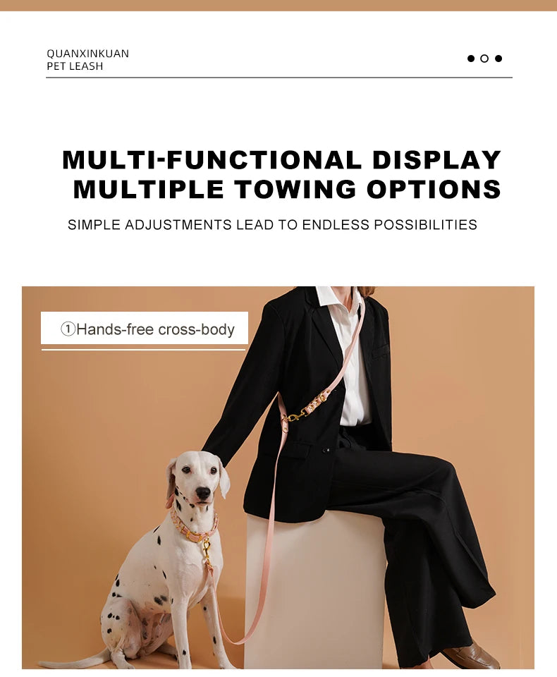 hands free dog leash for medium large dogs, multifunctional cross-body pet leash with durable rope and luxury handmade style