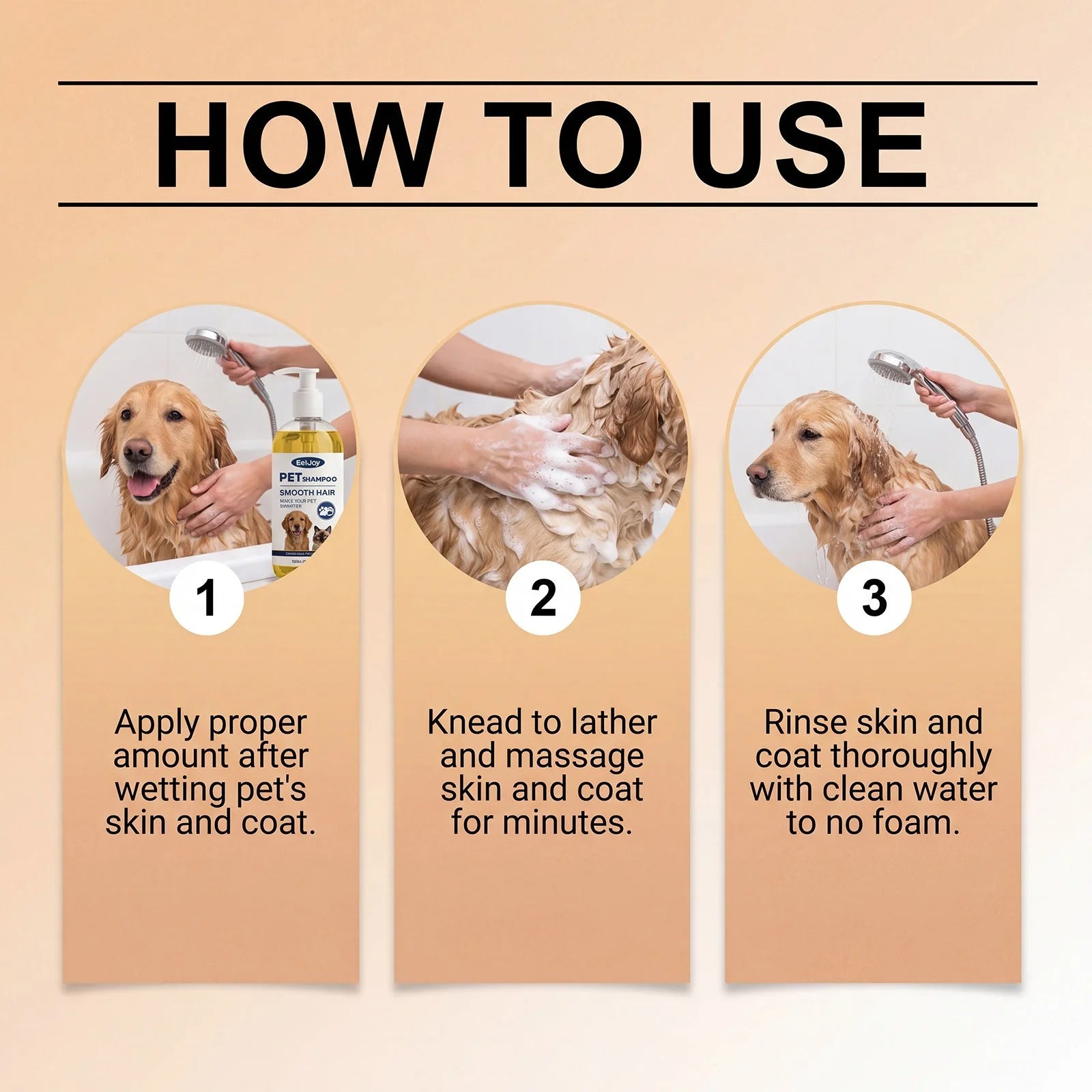 How to use moisturizing pet shampoo for sensitive skin to clean, lather, and rinse dog and cat coats