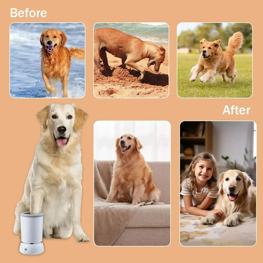 automatic pet paw cleaner for dogs and cats, quick USB-powered low-noise foot washing cup