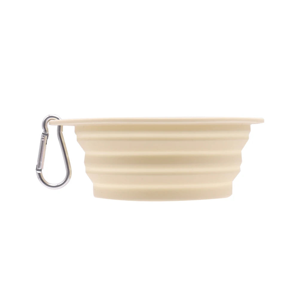 Collapsible Pet Silicone Dog Food Water Bowl Macaron Color Outdoor Travel Portable Folding Supplies Dishes with Carabiner