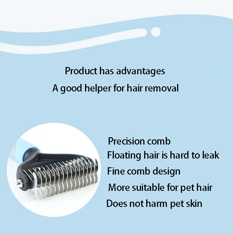 double sided pet desdeshedding brush precision comb for pet hair removal, reduces shedding and protects pet skin