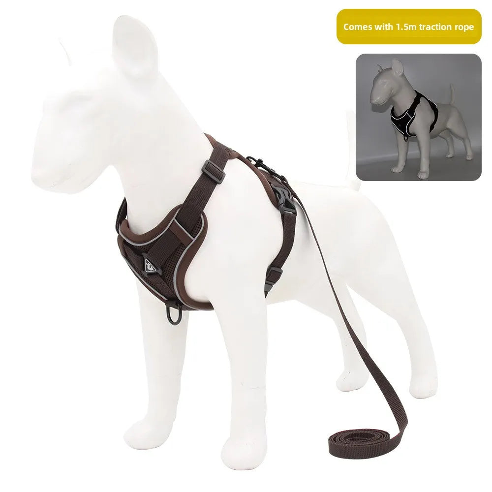 reflective cat harness and leash set breathable mesh for small dogs and kittens, adjustable brown pet harness with leash