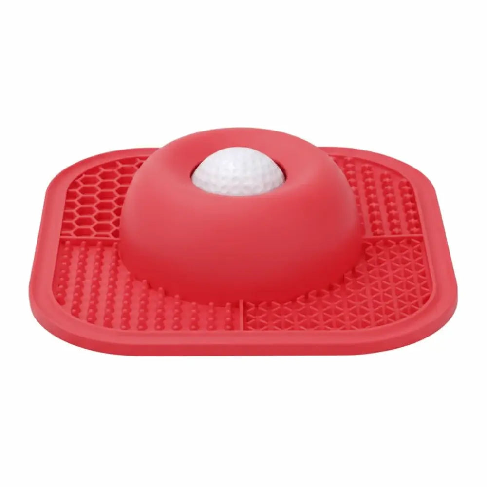 Red slow feeder dog bowl with textured surface and interactive ball design for puppies, anti-slip resin treat bowl