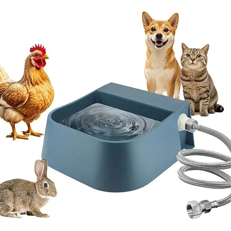 Dog Automatic Water Bowl Dispenser with 1.5m Water Hose 2L Outdoor Auto Fill Pet Water Dispenser for Animal Cat Chickens Rabbits