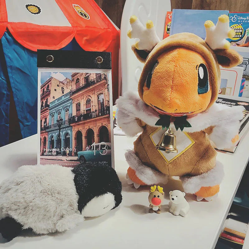 Cute Pokemon plush toys Sawsbuck Charmander stuffed doll with bell, perfect Christmas gift for kids