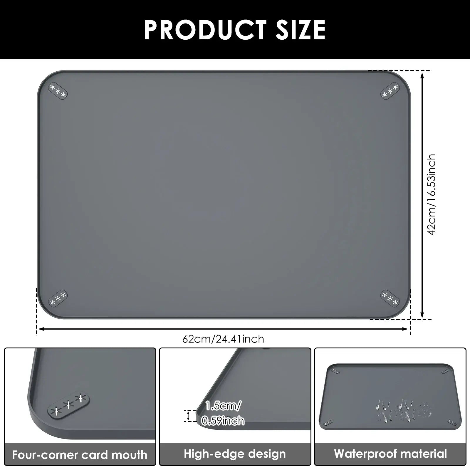 Dog Silicone Pee Pad Holder for Floor Protection Leak Proof Foldable Puppy Potty Training Pad Holder With Raised Edge for Home - Product Size