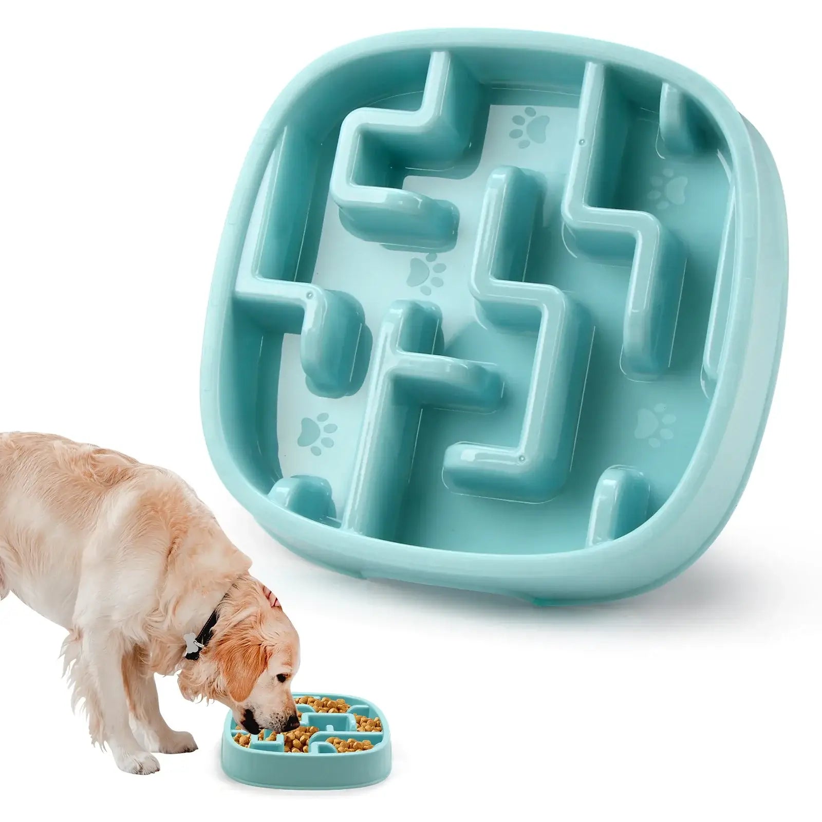 slow feeder dog bowl macaron blue maze design non-slip anti-gulping feeding bowl for small medium large dogs and cats