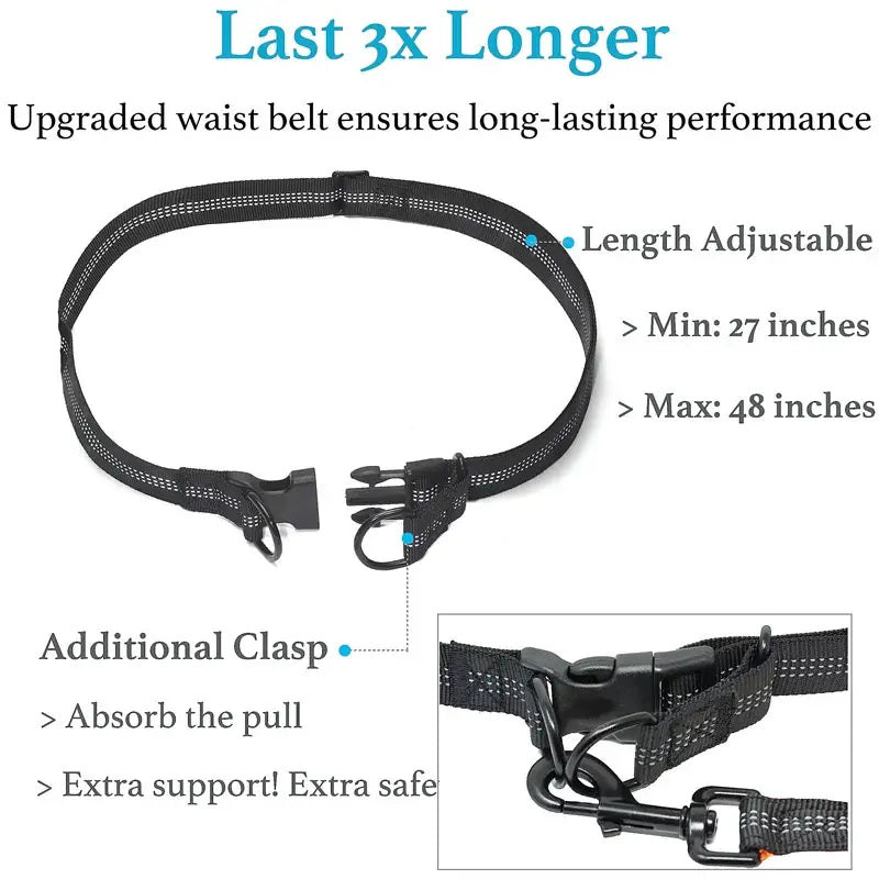Hands Free Dog Leash for Pet Walking Running Retractable Elastic Belt Dog Traction Rope for Running Walking Pet Products