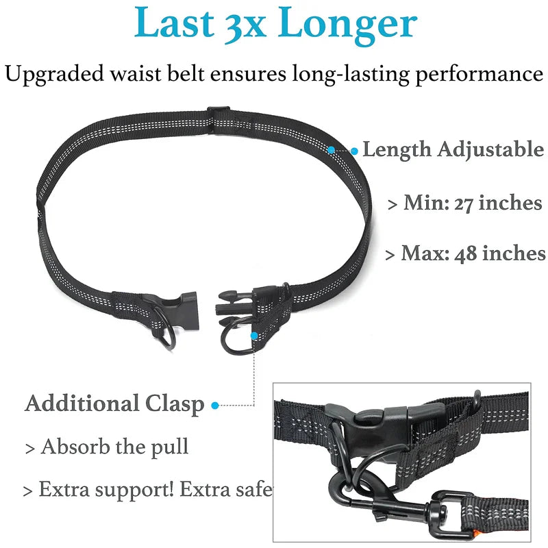 Hands Free Dog Leash for Pet Walking Running Retractable Elastic Belt Dog Traction Rope for Running Walking Pet Products