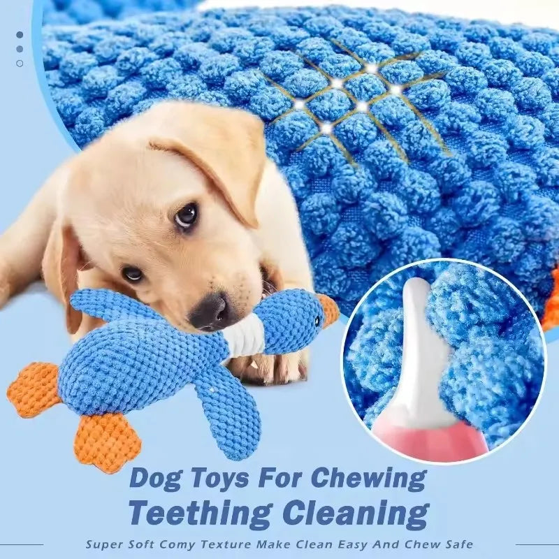 Indestructible pet chew toy for aggressive chewers, plush dog teething toy for chewing and cleaning