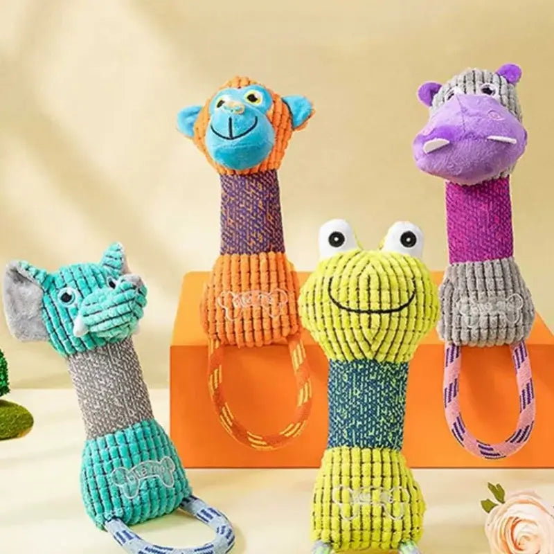 Dog Toy Animals Shape Bite Resistant Squeaky Toys Corduroy Dog Toys for Small Large Dogs Puppy Pets Training Accessories