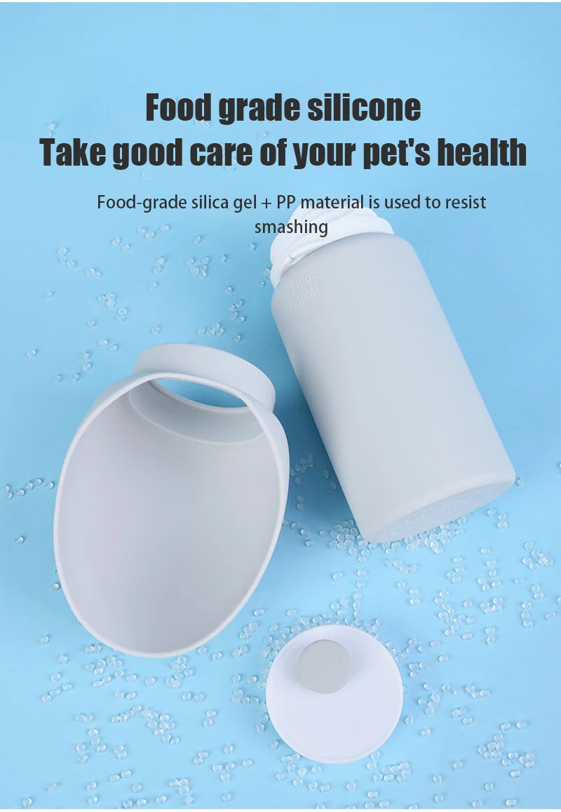 portable dog travel water cup food grade silicone folding bowl and bottle for dogs, 350ml travel pet supply