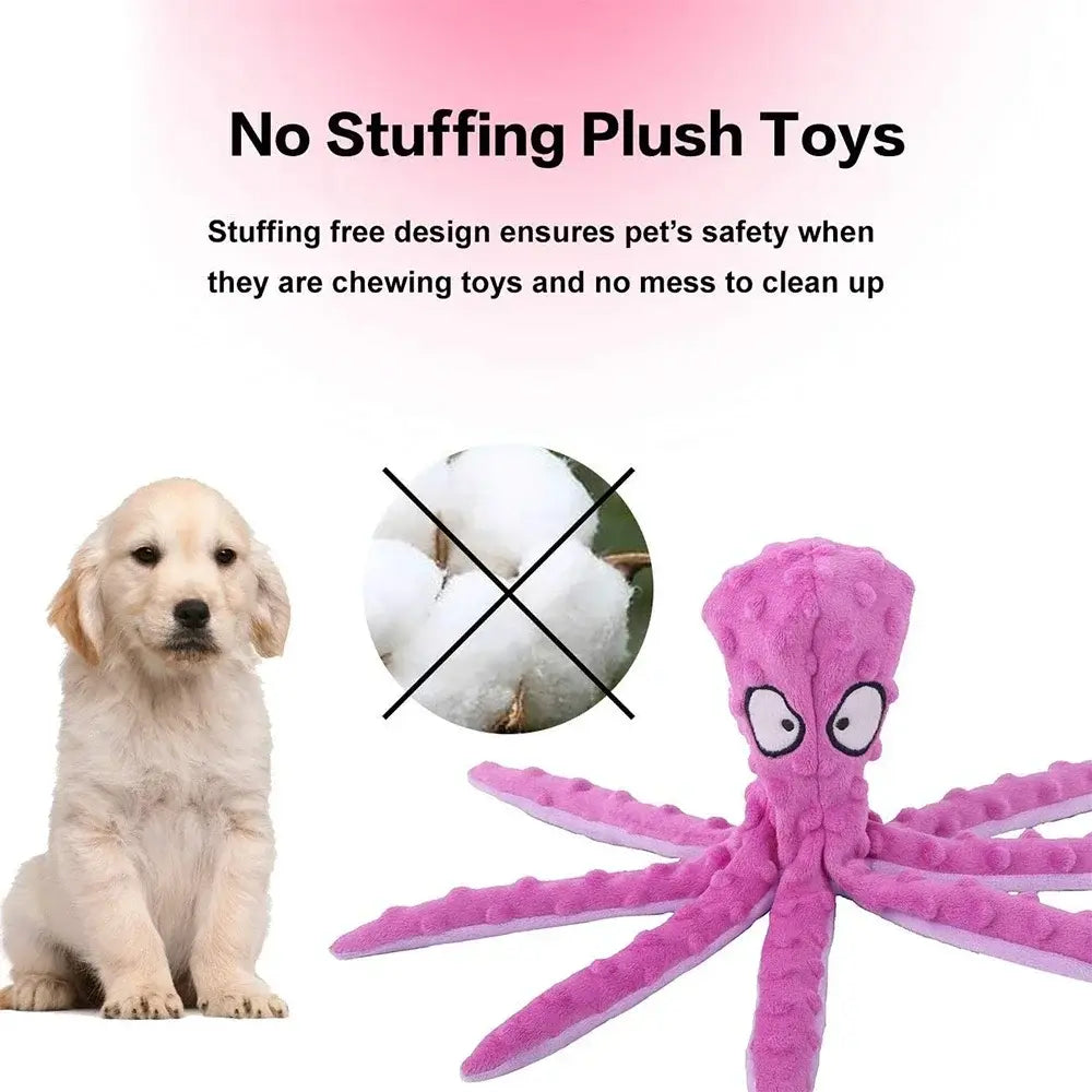 Dog Vocal Toys Octopus Non-stuffed Soft Plush Toy Puppy Educational Teething Chew Toys Pet Supplies for Small Medium Dogs.