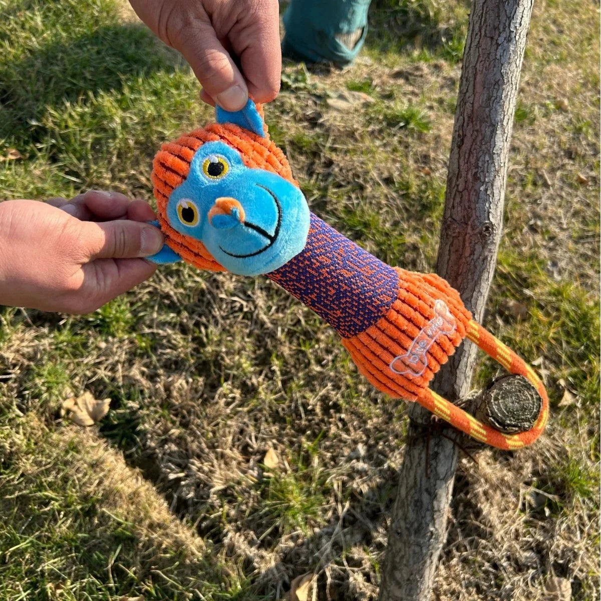 Monkey squeaky corduroy dog toys plush bite resistant animal-shaped polyester training toy for small and large dogs