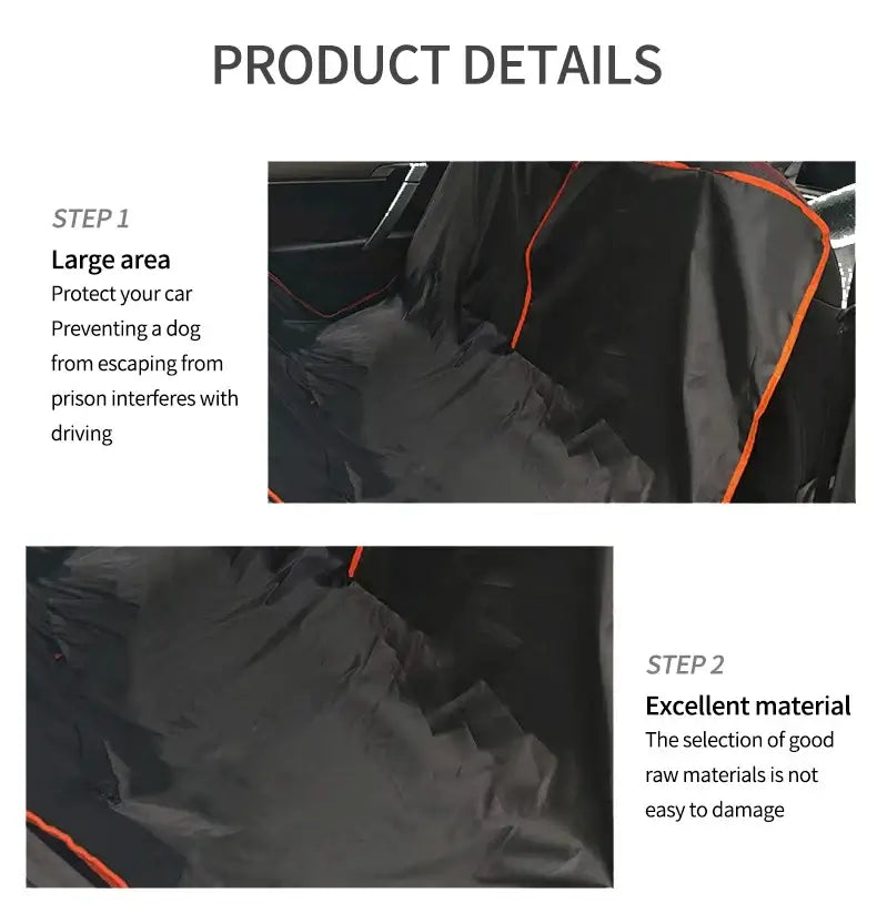 Dog Car Seat Cover for Back Seat,Oxford Cloth Durable Scratchproof Dog Hammock,Pet Seat Cover Protector for Cars,Trucks and SUVs product details showing step one and step two.